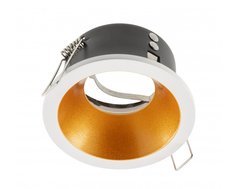Spot luminaire housing ELVA, IP54, Ø85x45 mm, white/copper