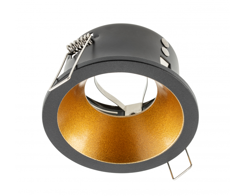 Spot luminaire housing ELVA, IP54, Ø85x45 mm, black/copper