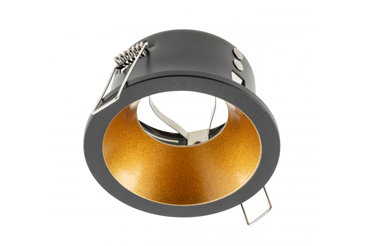 Spot luminaire housing ELVA, IP54, Ø85x45 mm, black/copper