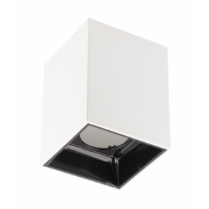 Ceiling luminaire housing ARIES, PC, 77x100mm, IP20, max. 20 W, square, white/black
