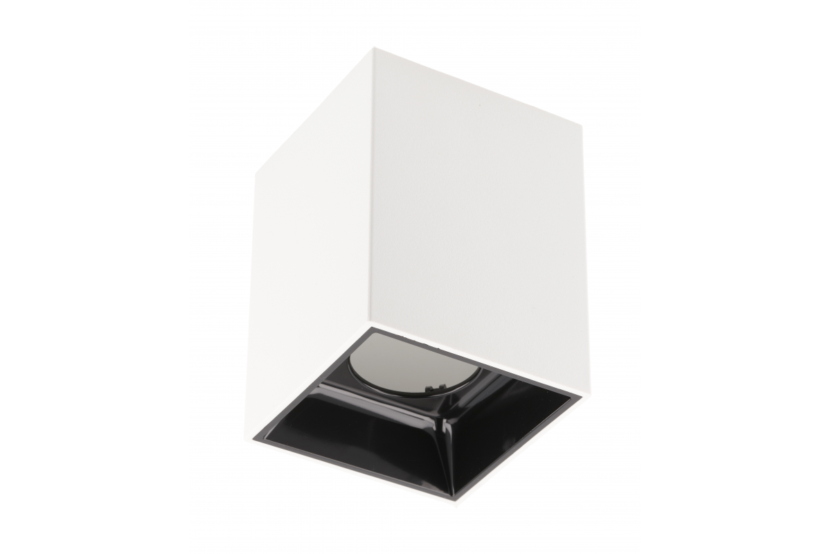 Ceiling luminaire housing ARIES, PC, 77x100mm, IP20, max. 20 W, square, white/black