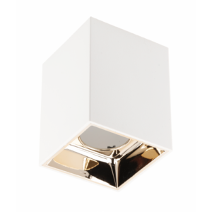 Ceiling luminaire housing ARIES, PC, 77x100mm, IP20, max. 20 W, square, white/gold