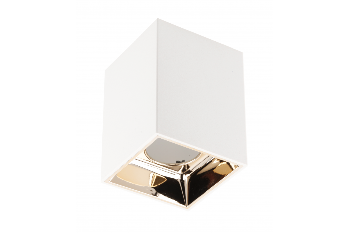 Ceiling luminaire housing ARIES, PC, 77x100mm, IP20, max. 20 W, square, white/gold