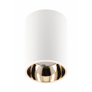 Ceiling luminaire housing ARIES, PC, 73x105mm, IP20, max. 20 W, round, white/gold