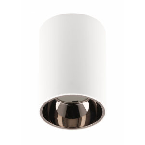 Ceiling luminaire housing ARIES, PC, 73x105mm, IP20, max. 20 W, round, white/black chrome