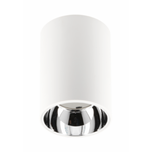Ceiling luminaire housing ARIES, PC, 73x105mm, IP20, max. 20 W, round, white/chrome