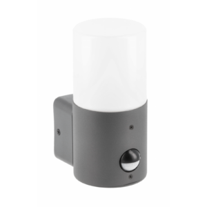 Facade luminaire CORTA with motion sensor, E27, max. 25 W, IP44, graphite