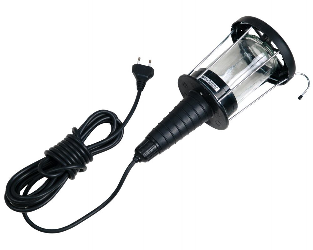 Portable luminaire for E27 lamps, max. 60 W, IP20, rubber, cable 5m