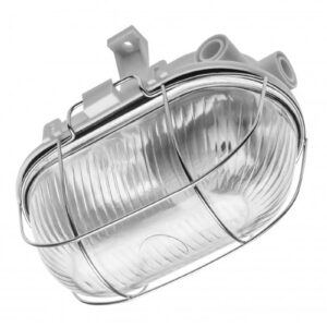 Luminaire SANGUESA for E27 lamps with protective metal mesh, max. 40 W, AC220-240V, IP54, glass shade, white