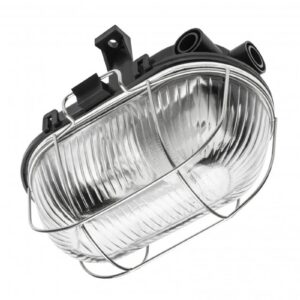 Luminaire SANGUESA for E27 lamps with protective metal mesh, max. 40 W, AC220-240V, IP54, glass shade, black