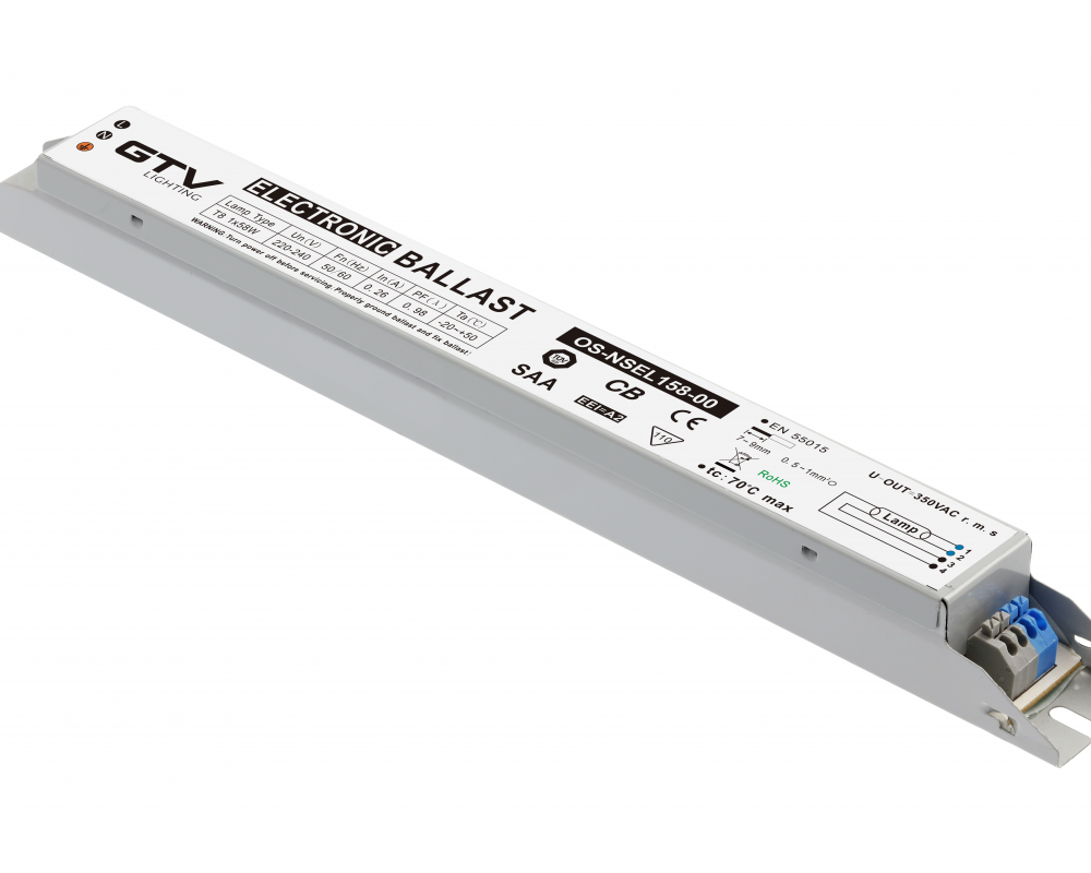 Electric driver 1x58W, T8, EEI=A2, PF?0,95, AC220-240V, 50/60Hz