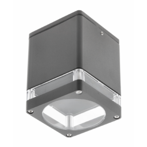 Ceiling luminaire RIVEN, aluminum, IP54, max. 35 W, square, graphite