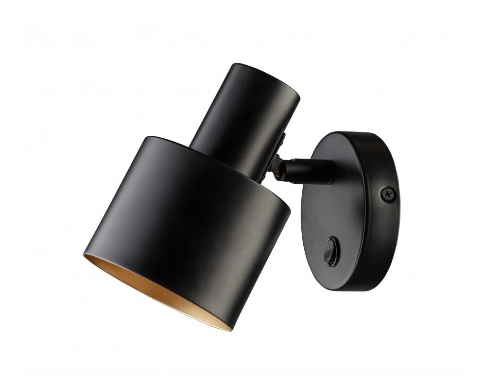 Wall luminaire SELVIA II with on, 3446, max250V, 50/60Hz, 1*E14, max.25 W, IP20, avg. 10 cm, black/gold