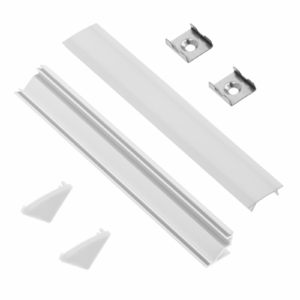 Set GLAX corner surface-mounted (profile, plugs, diffuser, holders), white