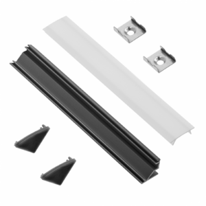 Set GLAX corner surface-mounted (profile, plugs, diffuser, holders), black