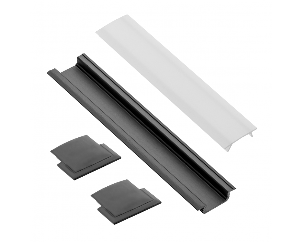 Set GLAX recessed (profile, plugs, diffuser), black