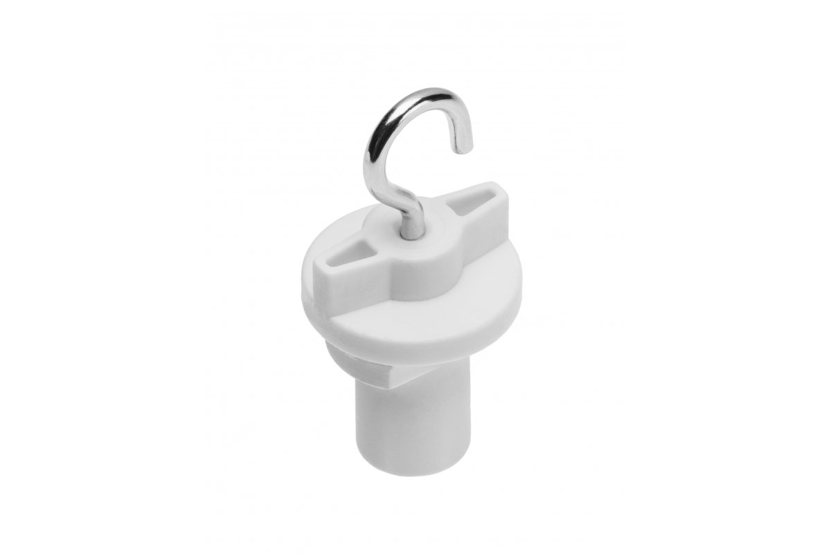 Hook for mounting in track, white