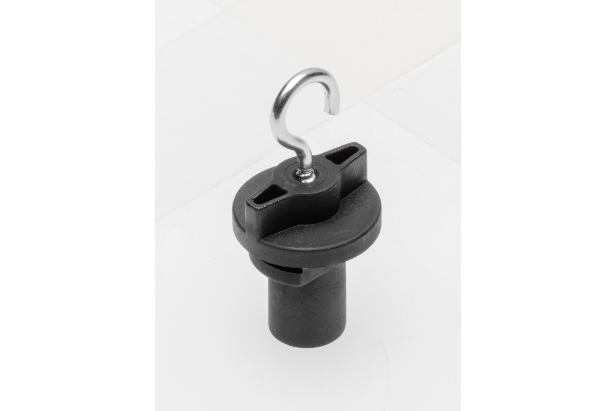 Hook for mounting in track, black
