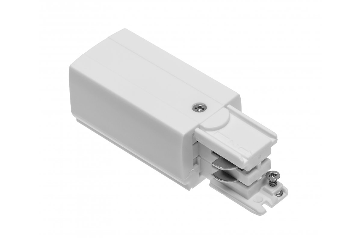 Power supply plug for 3-phase track, right, white