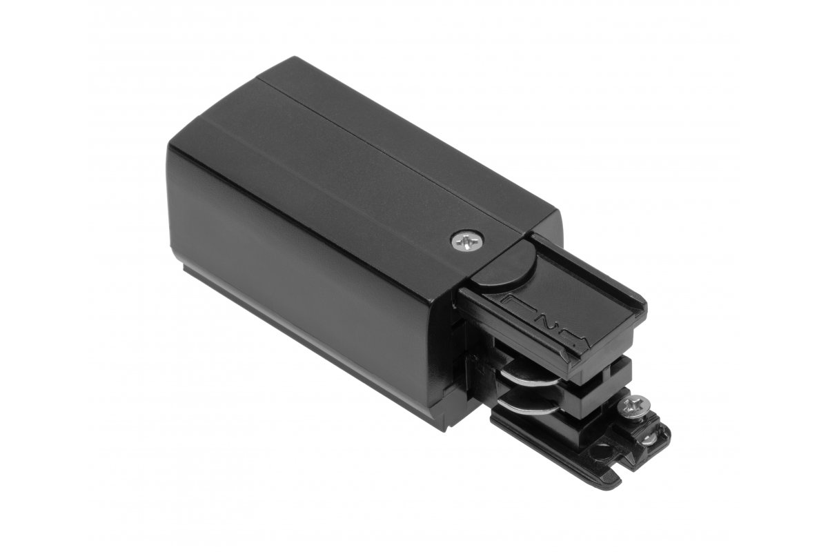 Power supply plug for 3-phase track, right, black
