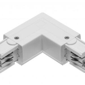 Connector L 90° for 3-phase track, external, white