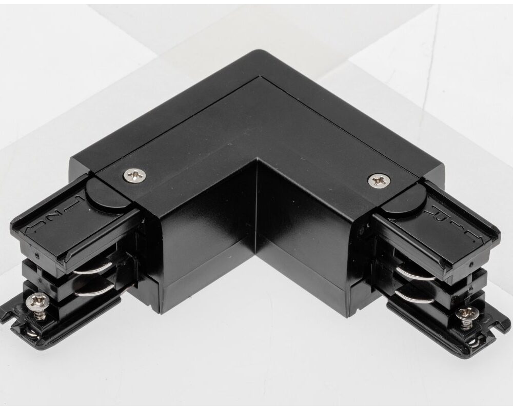 Connector L 90° for 3-phase track, external, black
