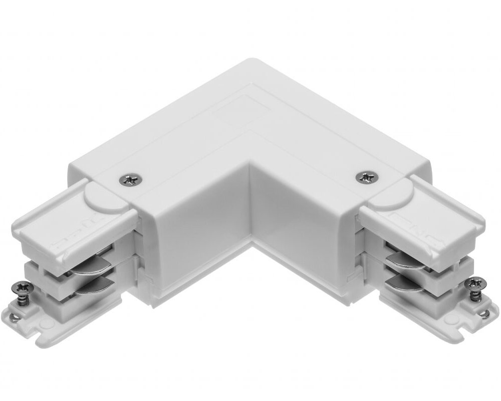 Connector L 90° for 3-phase track, internal, white