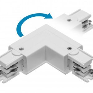 Adjustable connector L 90° for 3-phase track, white