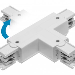 Adjustable connector T for 3-phase track, left, white