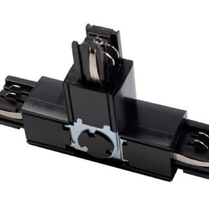 Adjustable connector T for 3-phase track, left, black