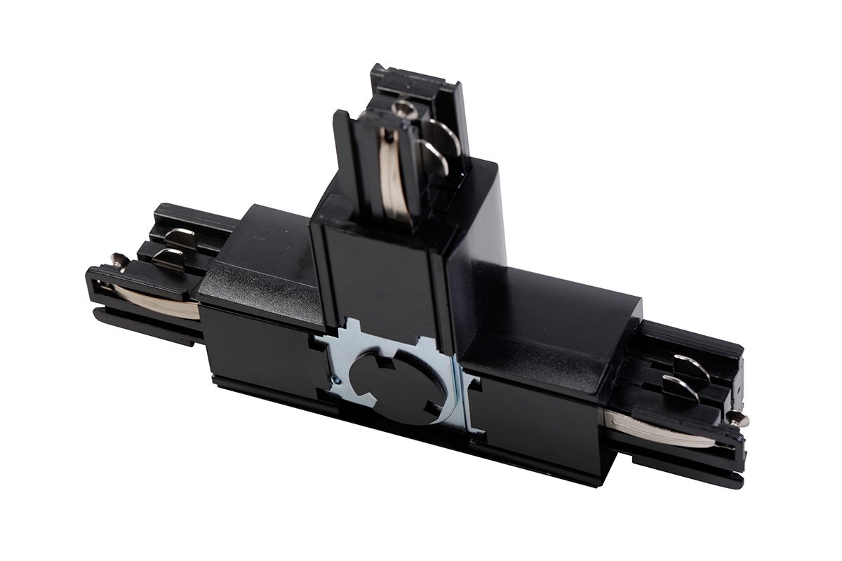Adjustable connector T for 3-phase track, left, black