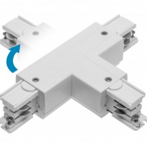 Adjustable connector T for 3-phase track, right, white