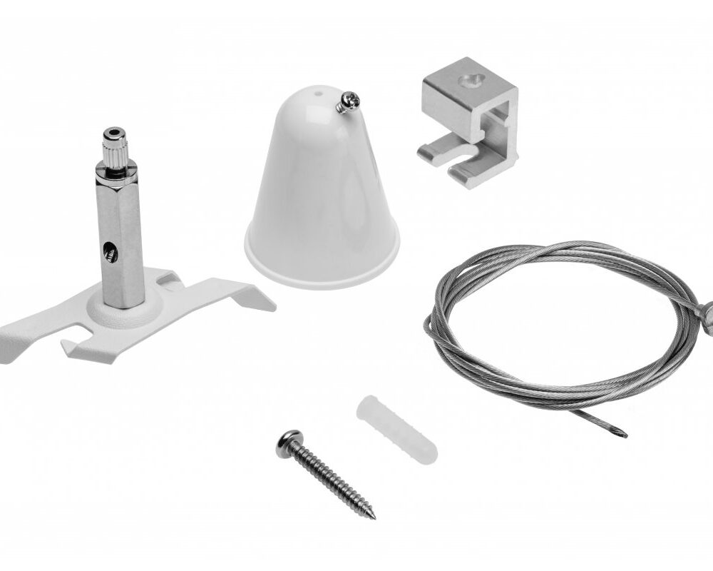 Suspension mounting kit for 3-phase track, cable 1.5 m, Easy mounting, white