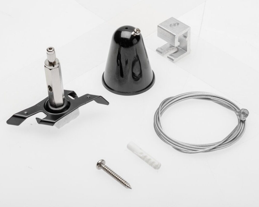 Suspension mounting kit for 3-phase track, cable 1.5 m, Easy mounting, black