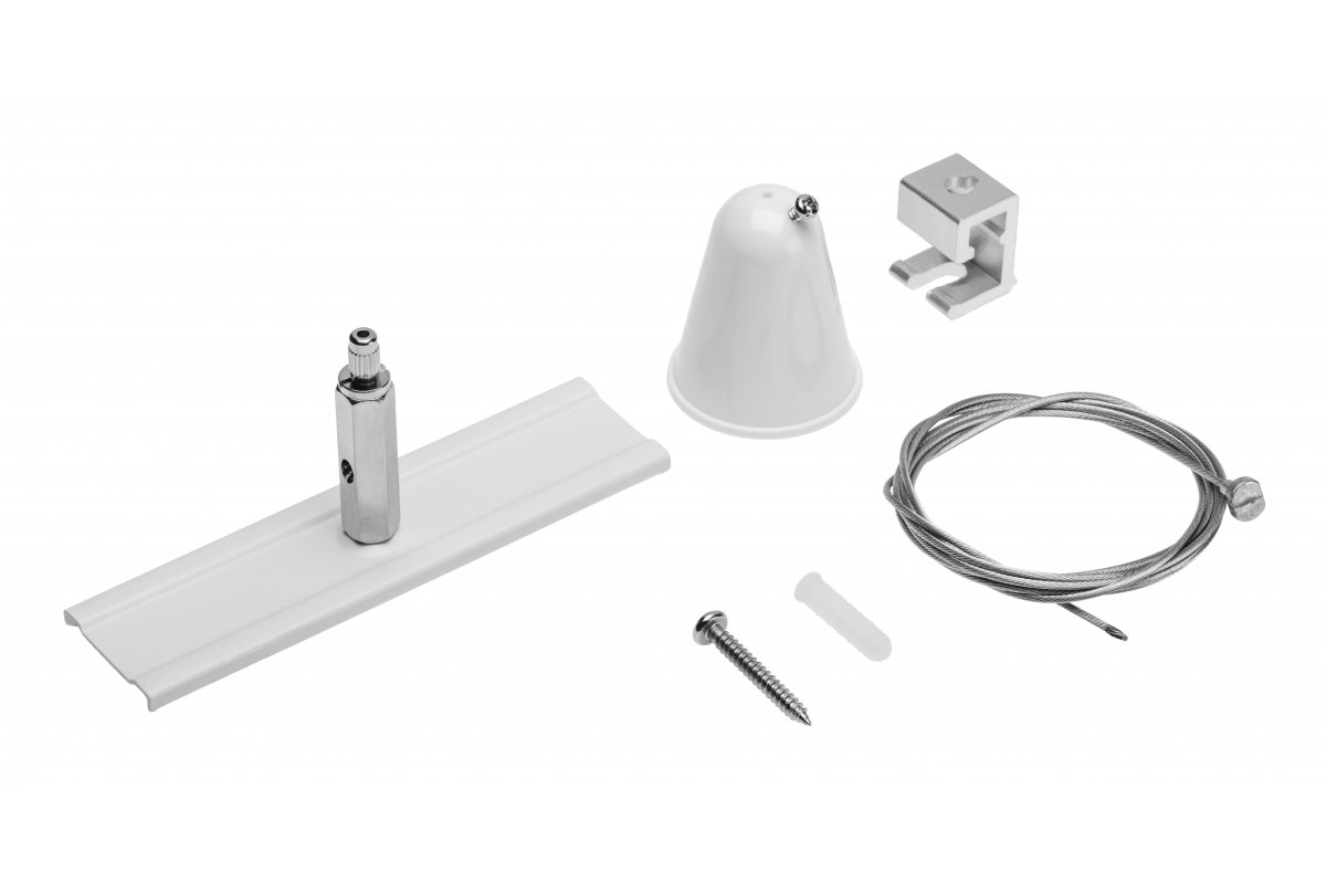Ceiling mounting kit for 3-phase track, cable 1.5 m, mounting 120 mm, white