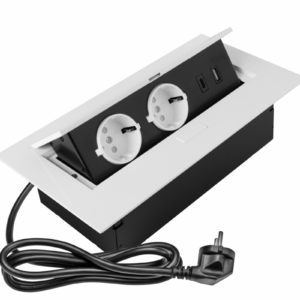 Furniture socket, 2xSHUKO, USB A+C, without cable, white