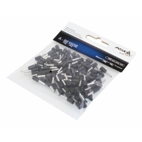 INSULATED CORD TERMINAL E1508-BLACK  /100 pcs/