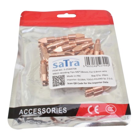 MB25 Welding Tips M6*28mm for 0.8 mm wire