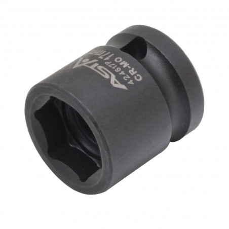 Very short ASTA 6-point socket made of high-quality Cr-Mo steel intended for impact use.