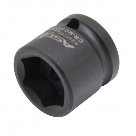 Very short ASTA 6-point socket made of high-quality Cr-Mo steel intended for impact use.