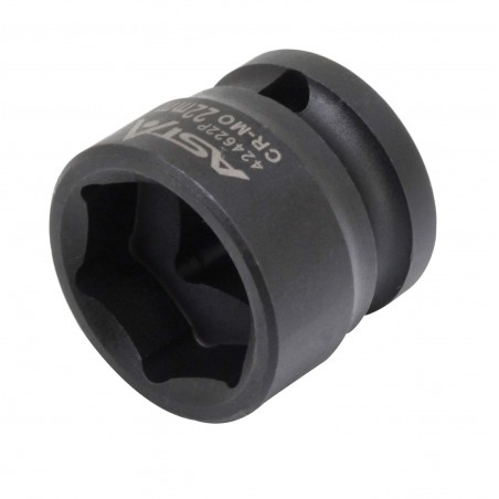 Very short ASTA 6-point socket made of high-quality Cr-Mo steel intended for impact use.