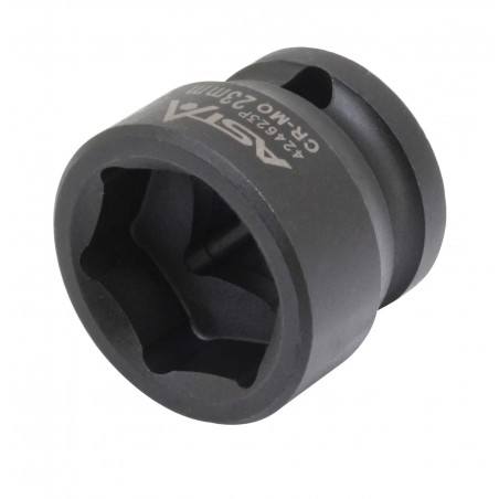 Very short ASTA 6-point socket made of high-quality Cr-Mo steel intended for impact use.