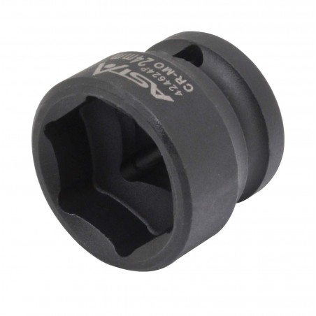 Very short ASTA 6-point socket made of high-quality Cr-Mo steel intended for impact use.