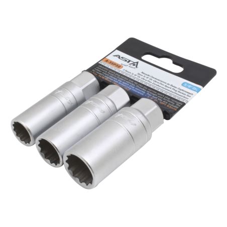 3pcs 3/8” Dr. Ultra-Thin Spark Plug Socket Set
