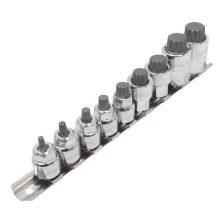 DRLOW PROFILE XZN BIT SOCKET 9PCS 3/8" DR. + 1/2"