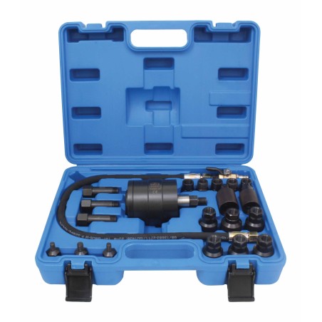 Pneumatic vibrating puller designed to dismantle stuck injectors.