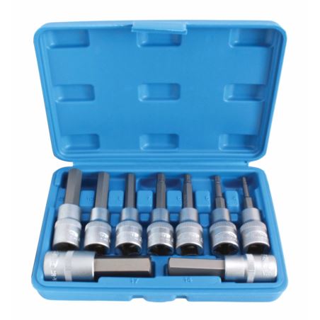 9pcs 1/2" Dr. 80mmL Hex Bit Socket Set
