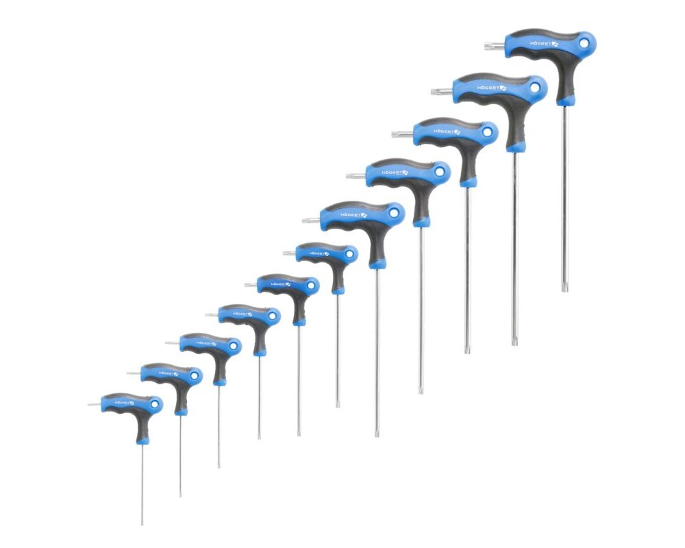 Set of T-handle torx security wrenches