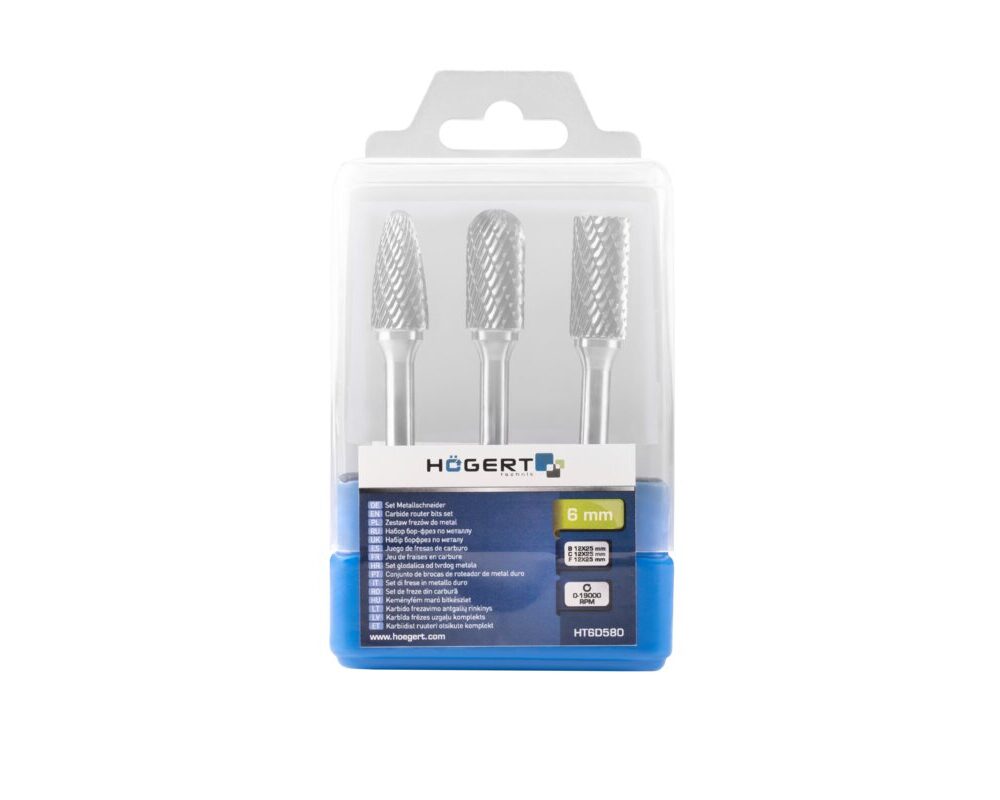 Set of rotary burrs for metal, 3 pcs