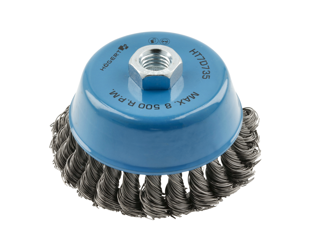 Circular brush with shaft 100 mm, M14, steel wire, 0.5mm